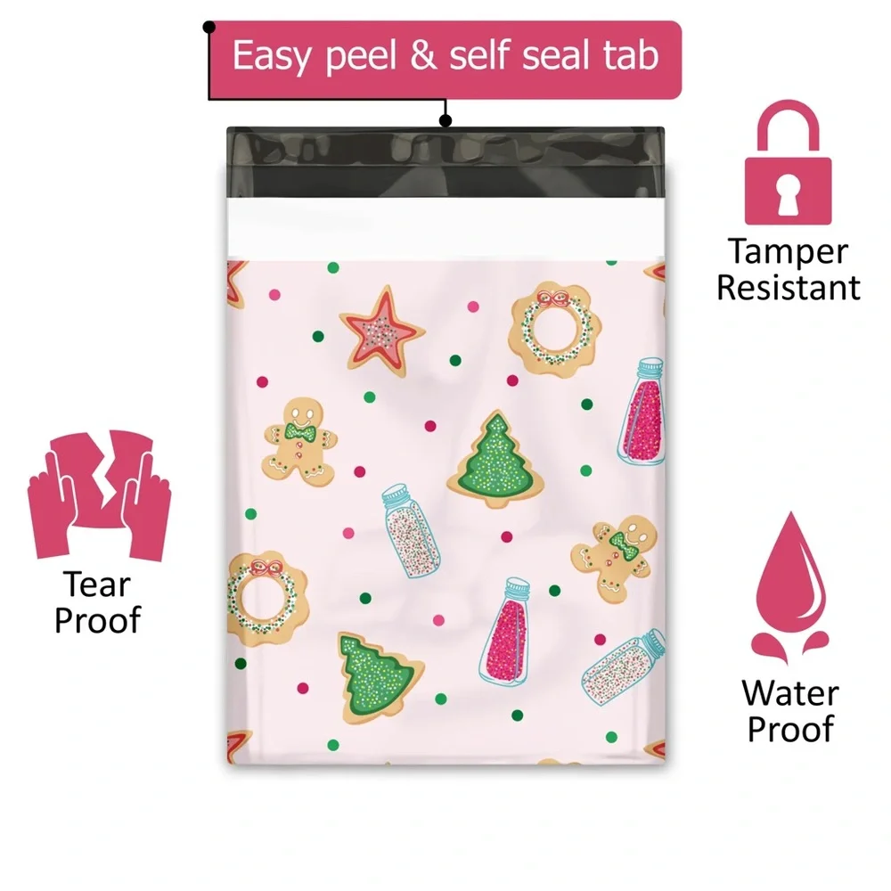 Christmas Cookie Poly Mailers 10x13 Pack of 25